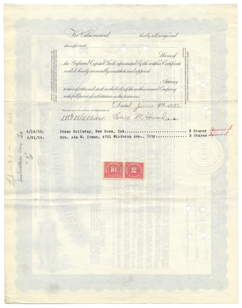 Inter-State Car Trust Equipment Company Stock Certificate