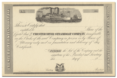 Chester River Steamboat Company Stock Certificate