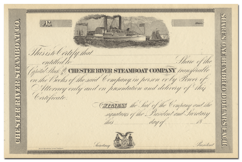 Chester River Steamboat Company Stock Certificate