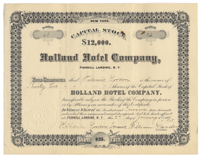 Holland Hotel Company Stock Certificate