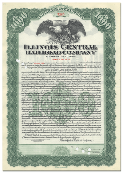 Illinois Central Railroad Company Bond Certificate