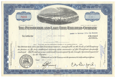 Pittsburgh and Lake Erie Railroad Company Stock Certificate