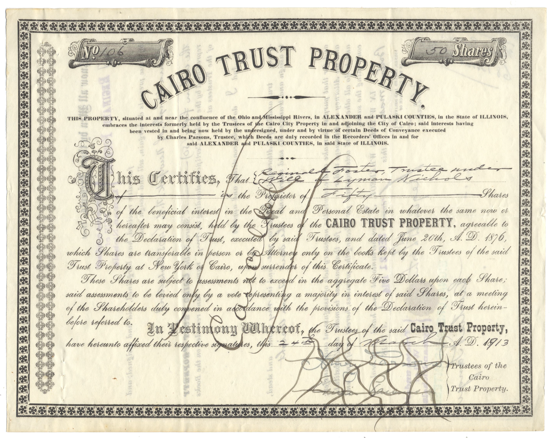 Cairo Trust Property Stock Certificate