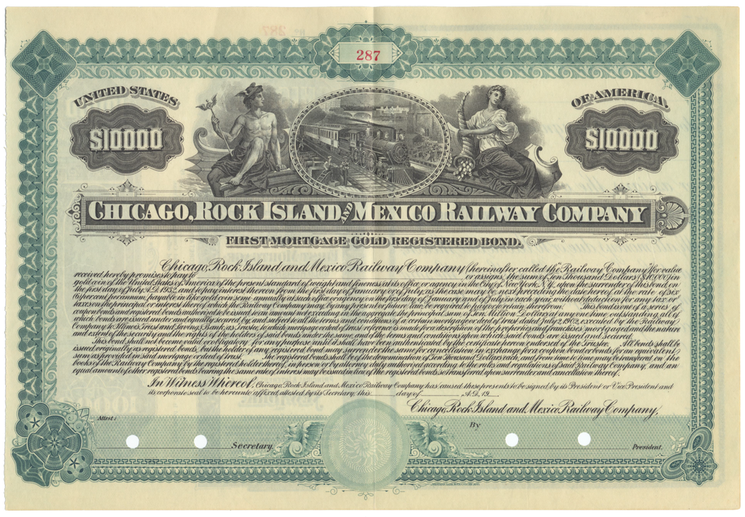 Chicago, Rock Island and Mexico Railway Company Bond Certificate