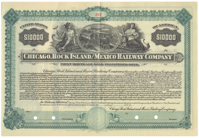Chicago, Rock Island and Mexico Railway Company Bond Certificate