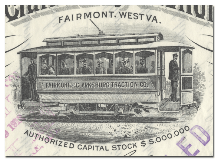 Fairmont and Clarksburg Traction Company Stock Certificate