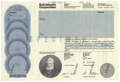 Bell Atlantic Corporation Specimen Stock Certificate