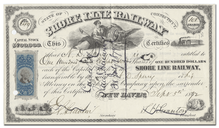 Shore Line Railway Stock Certificate