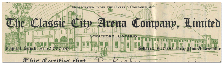 Classic City Arena Company, Limited Stock Certificate