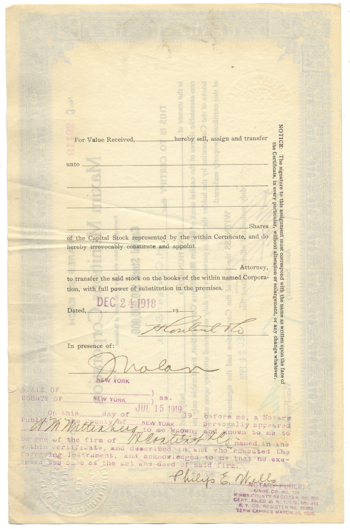 Maxim Munitions Corporation Stock Certificate