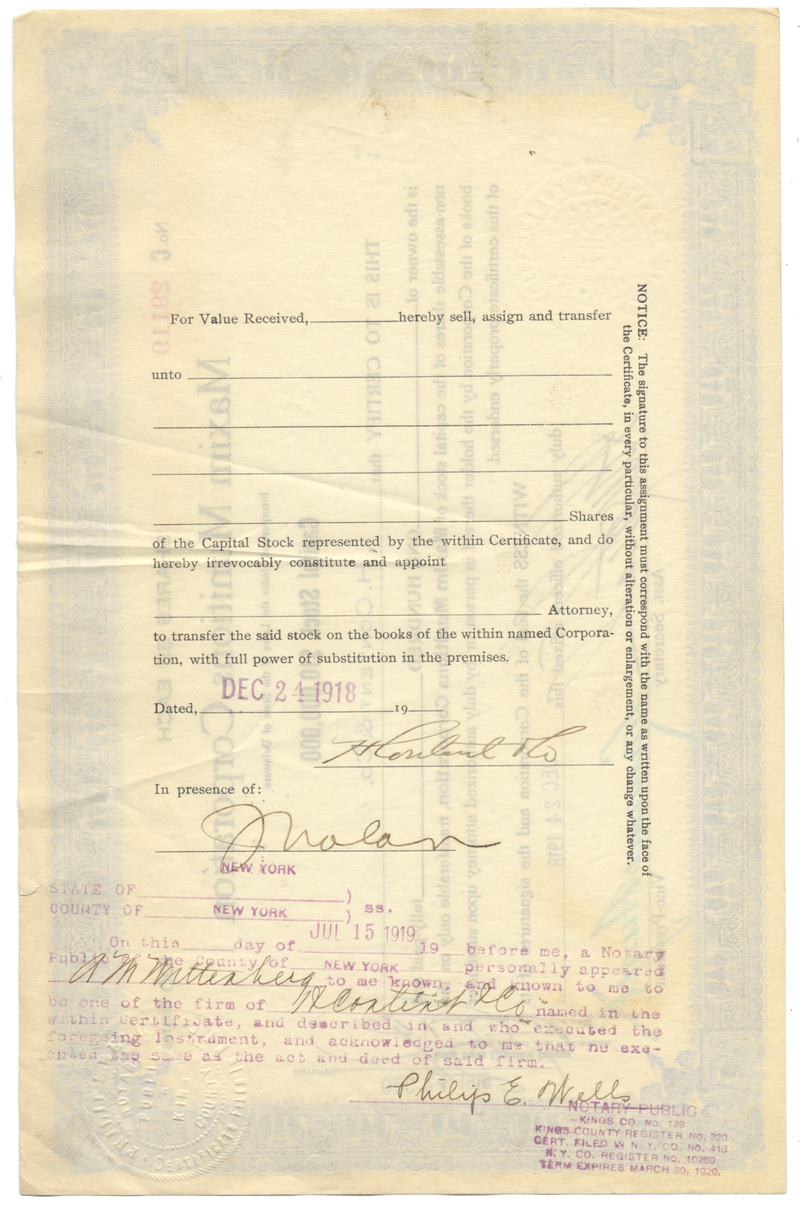 Maxim Munitions Corporation Stock Certificate