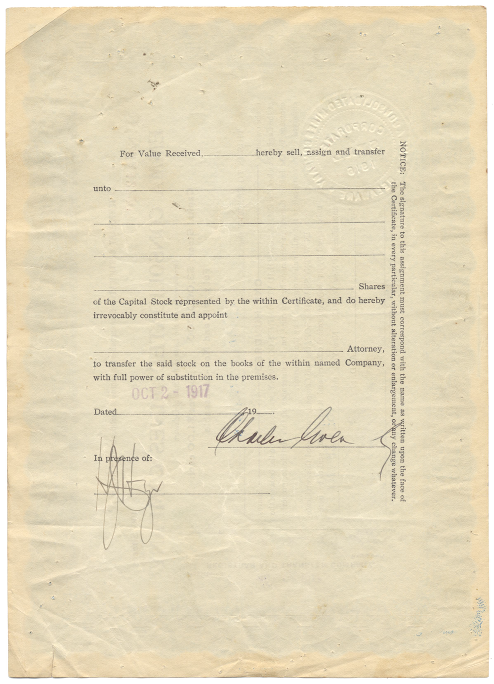 Emma Consolidated Mines Company Stock Certificate