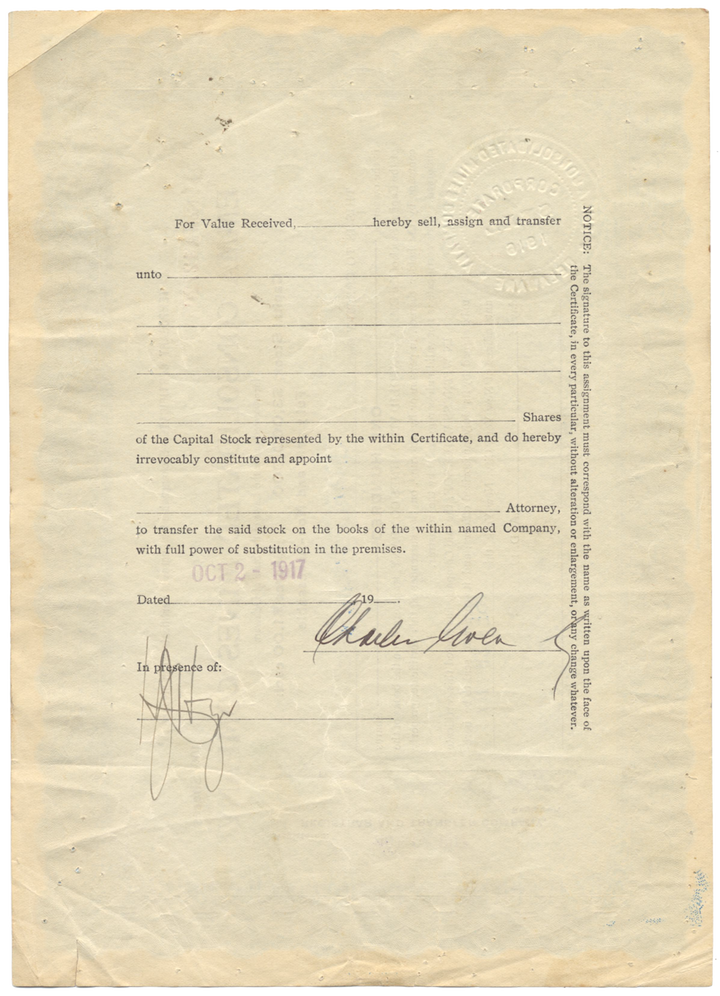 Emma Consolidated Mines Company Stock Certificate