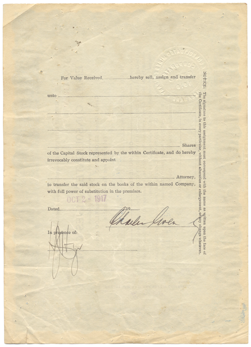 Emma Consolidated Mines Company Stock Certificate