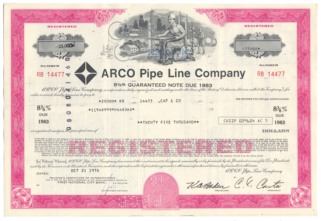 ARCO Pipe Line Company Bond Certificate