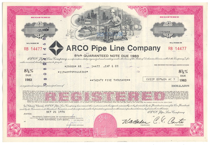 ARCO Pipe Line Company Bond Certificate