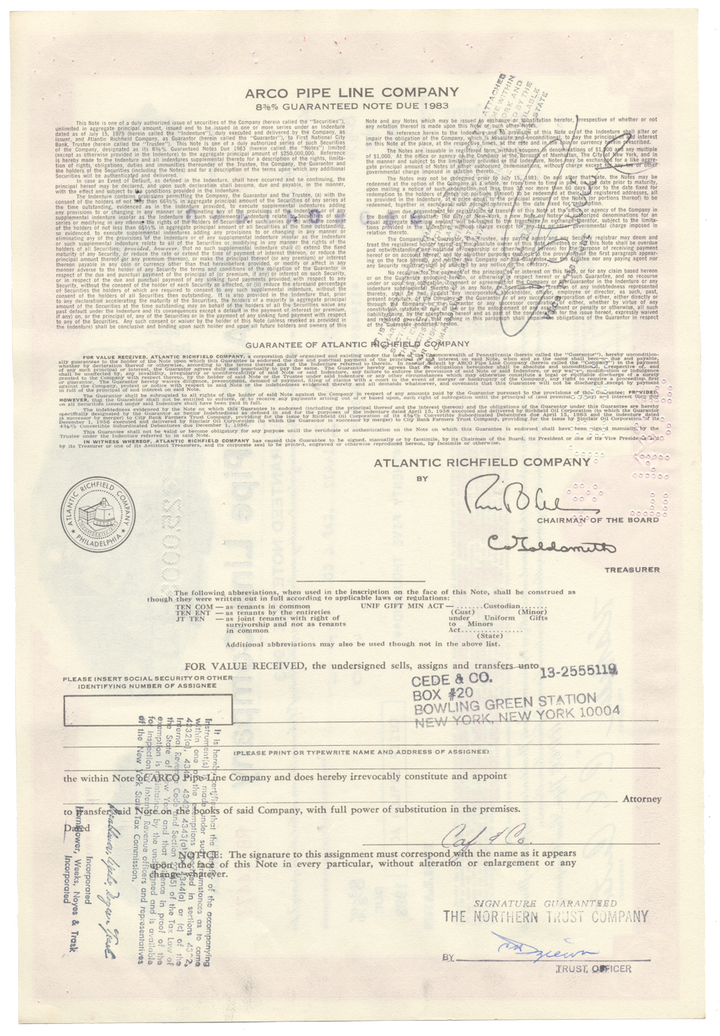 ARCO Pipe Line Company Bond Certificate