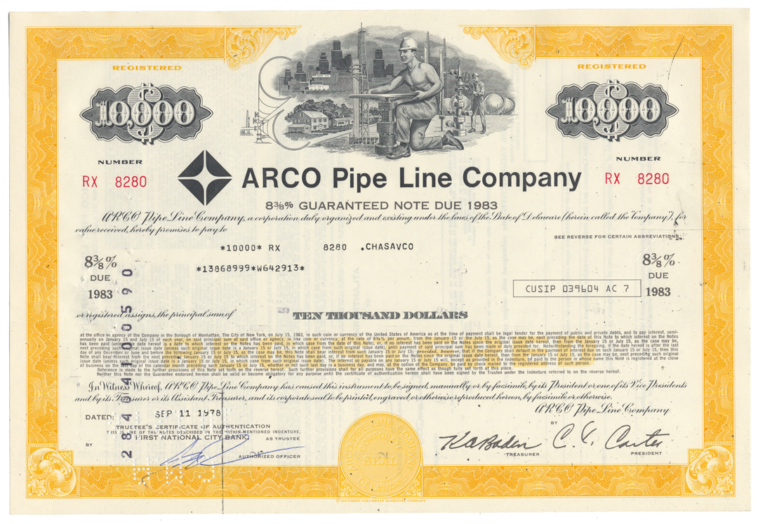 ARCO Pipe Line Company Bond Certificate