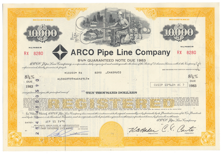 ARCO Pipe Line Company Bond Certificate