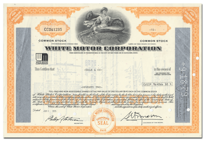 White Motor Corporation Stock Certificate