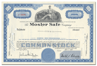 Mosler Safe Company Stock Certificate