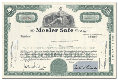 Mosler Safe Company Stock Certificate