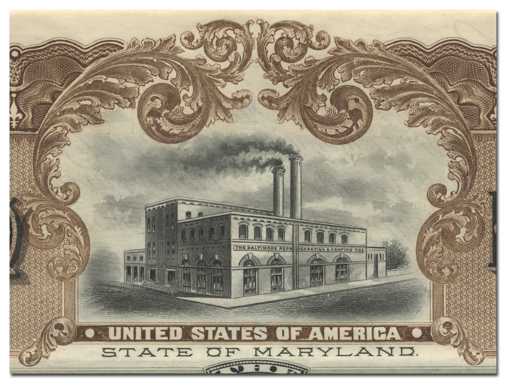 Baltimore Refrigerating and Heating Company of Baltimore City Bond Certificate