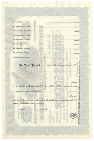 Philadelphia and Garrettford Street Railway Company Stock Certificate