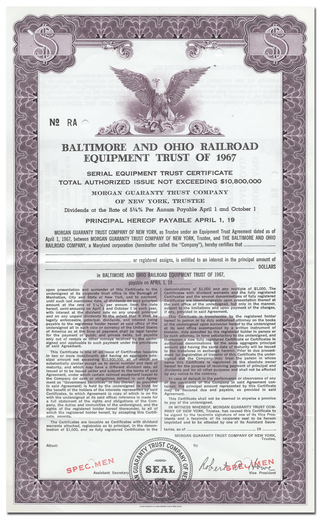 Baltimore and Ohio Railroad Company Bond Certificate