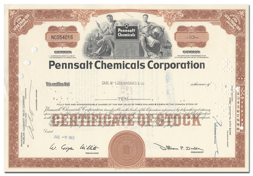 Pennsalt Chemical Corporation Stock Certificate