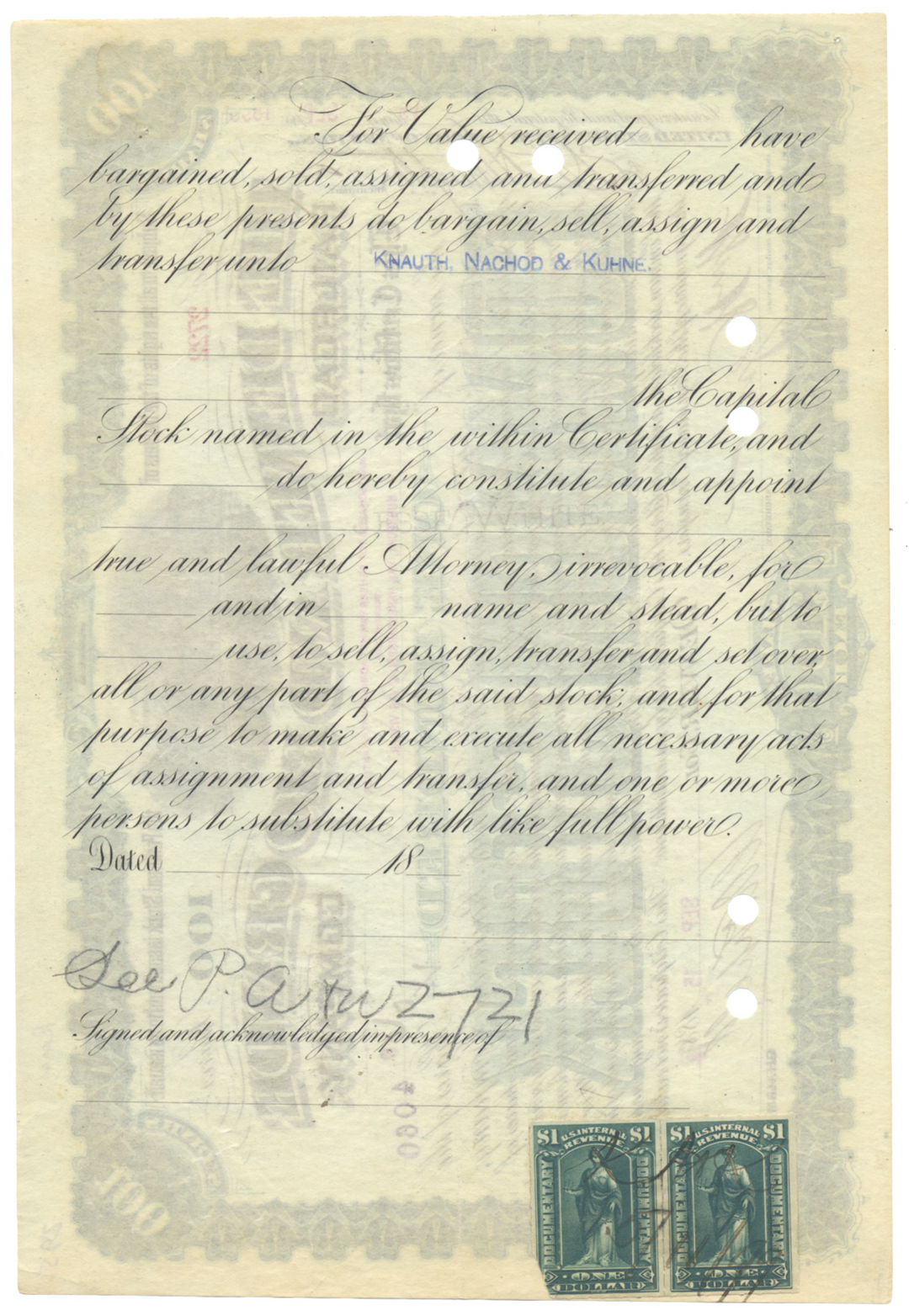 Denver and Rio Grande Railroad Company Stock Certificate