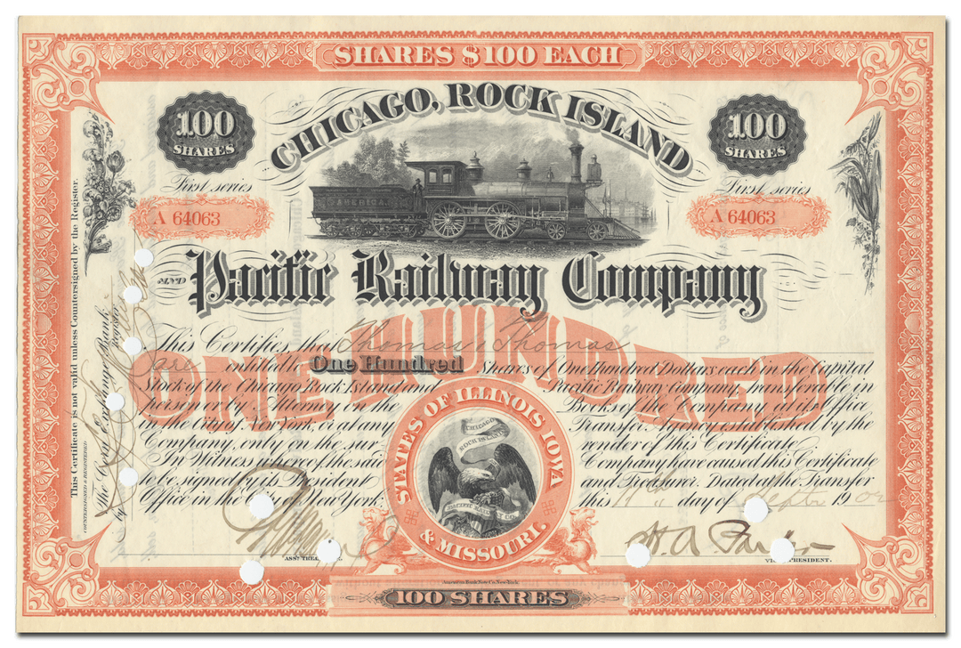 Chicago, Rock Island and Pacific Railway Company Stock Certificate