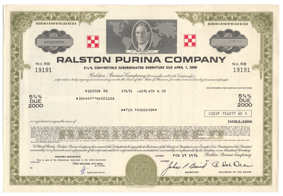 Ralston Purina Company Bond Certificate