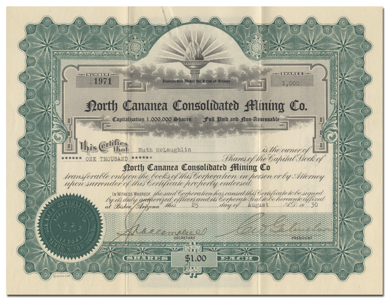 North Cananea Consolidated Mining Co. Stock Certificate