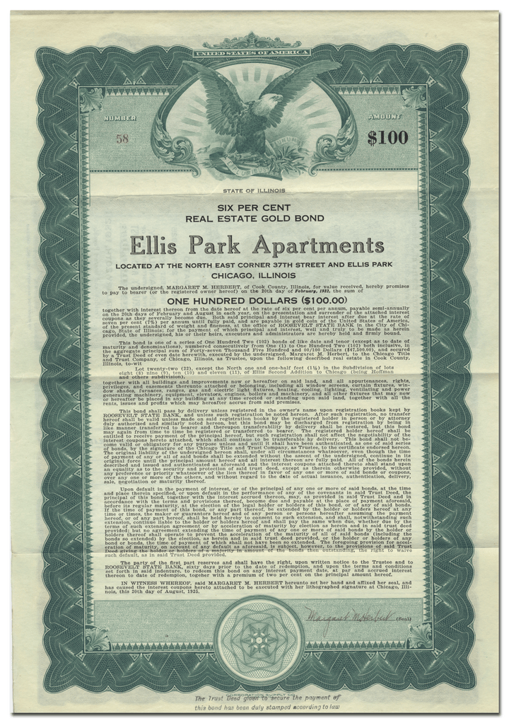 Ellis Park Apartments Bond Certificate