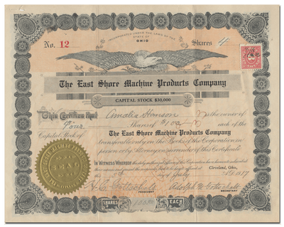 East Shore Machine Products Company Stock Certificate