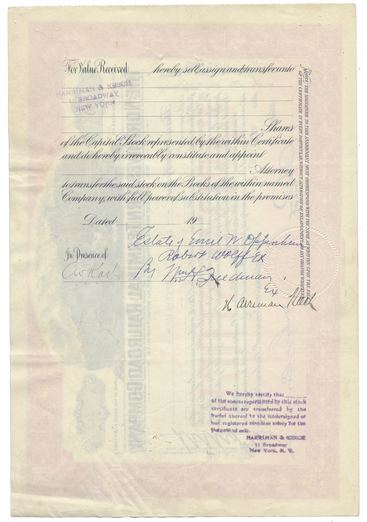 Northwestern Terminal Railroad Company Stock Certificate