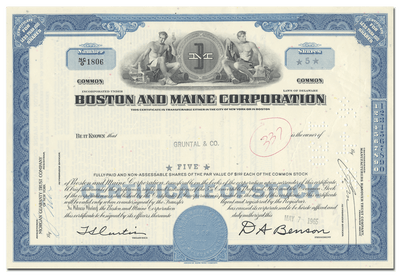 Boston and Maine Corporation Stock Certificate