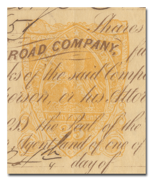 St. Joseph and Council Bluffs Railroad Company Stock Certificate (Revenue Stamp)