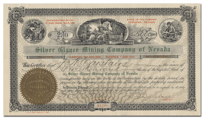 Silver Glance Mining Company of Nevada Stock Certificate