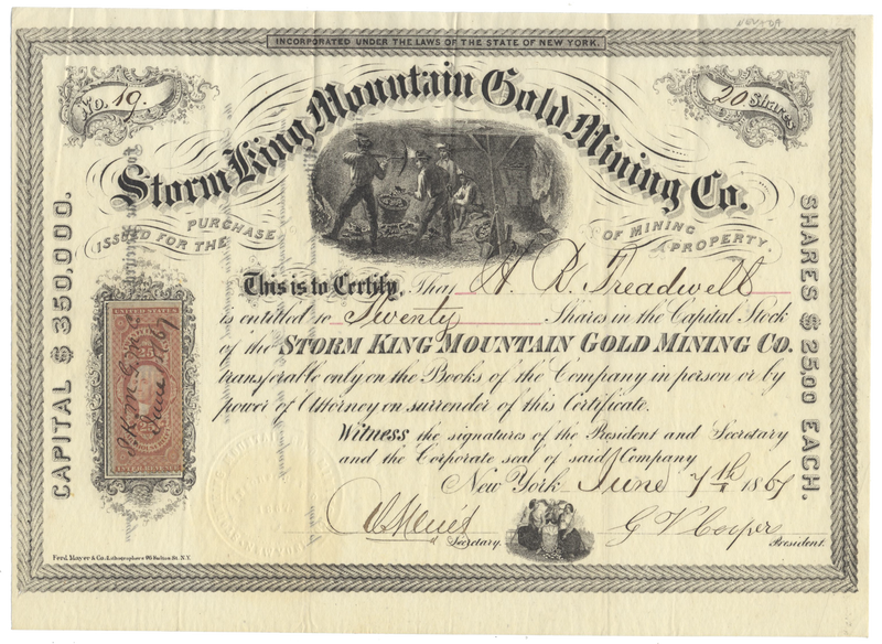 Storm King Mountain Gold Mining Co. Stock Certificate