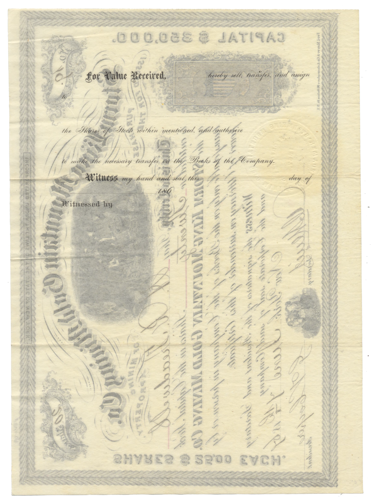 Storm King Mountain Gold Mining Co. Stock Certificate