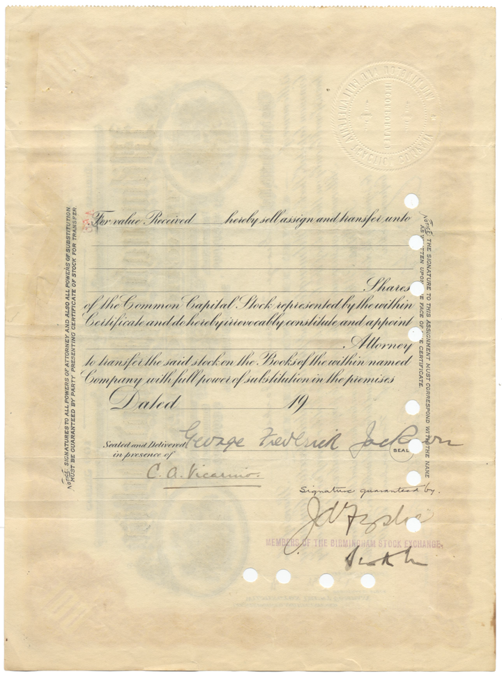 Wilmington and Philadelphia Traction Company Stock Certificate