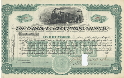 Peoria and Eastern Railway Company Stock Certificate