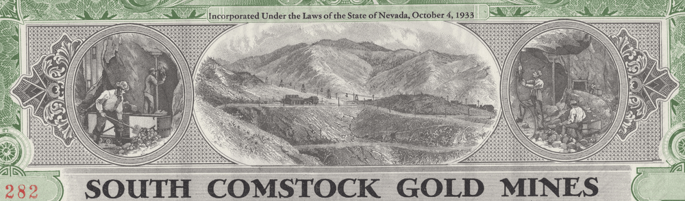 South Comstock Gold Mines Stock Certificate