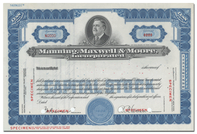 Manning, Maxwell & Moore, Incorporated Stock Certificate