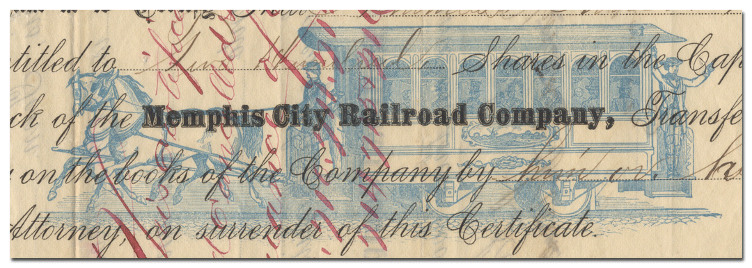 Memphis City Railroad Company Stock Certificate