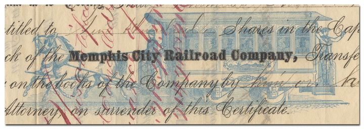 Memphis City Railroad Company Stock Certificate