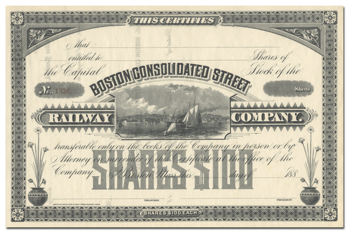 Boston Consolidated Street Railway Company Stock Certificate