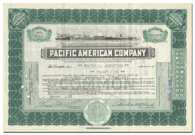 Pacific American Company Stock Certificate